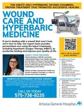 Wound Care and Hyperbaric medicine in Artesia Carlsbad and Roswell